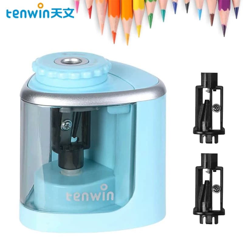 Tenwin Portable Electric/Manual 2 in 1 Pencil Sharpener Automatic Pencil Sharpener Kids Adults Auto Pencil Sharpener Stationery